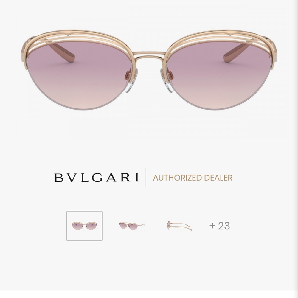 BVLGARI Women's Sunglasses with Gold Frame and Pink Lenses